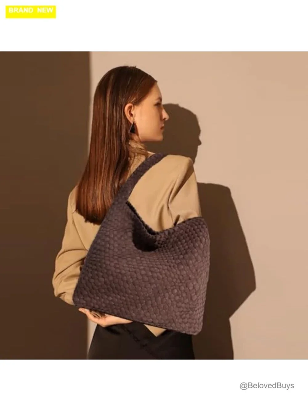 Handwoven Faux Suede Hobo Tote Bag with Adjustable Shoulder Strap